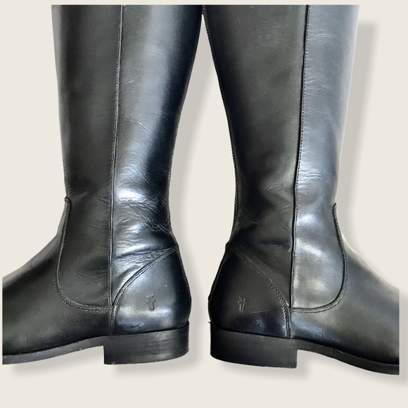 Frye Melissa Stud Black BackZip Tall Leather Boots - Picture 11 of 16